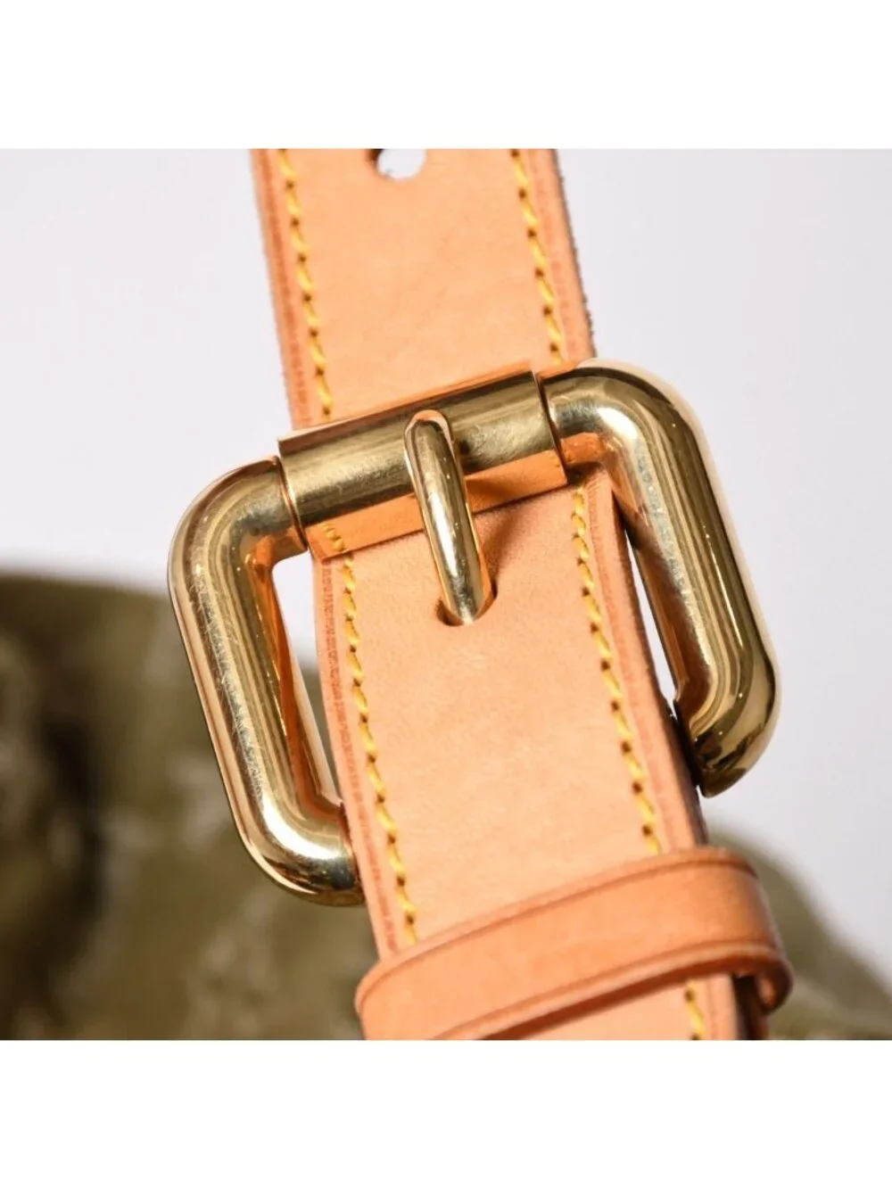 Louis Vuitton Monogram Denim Baggy GM Green White Gold Vachetta Leather